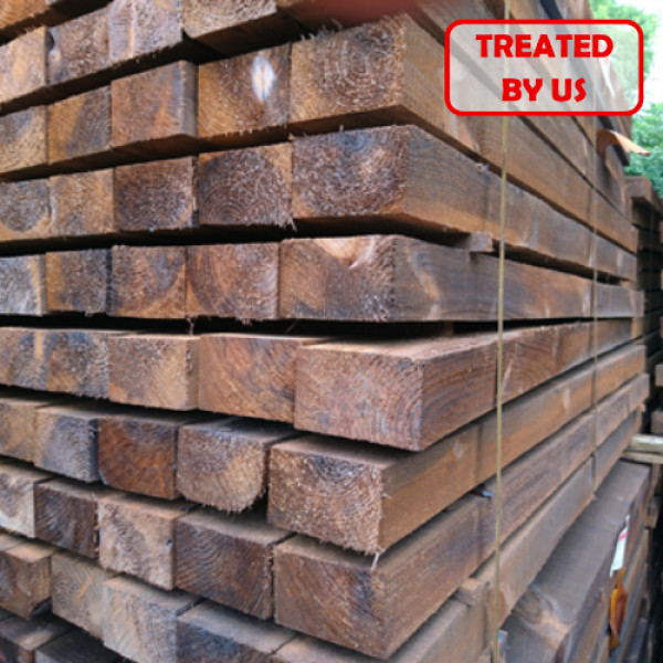 1.80m | Sawn Creosote Treated Redwood | 125 x 75mm - Blunt Ends