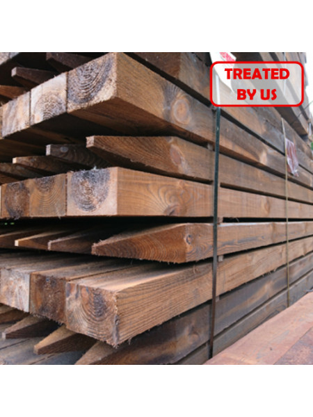 2.10m | Sawn Creosote Treated Redwood | 125 x 75mm - Pointed