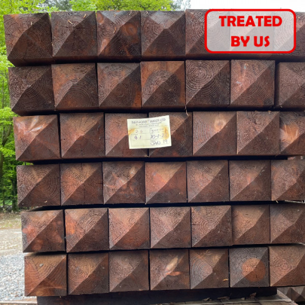 2.40m | Sawn Creosote Treated Redwood | 150 x 150mm - 4 Way Weather Top