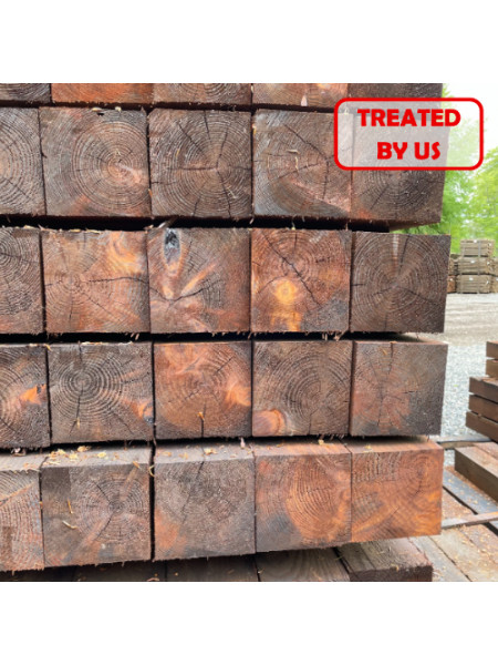 2.40m | Sawn Creosote Treated Redwood | 150 x 150mm - 4 Way Weather Top