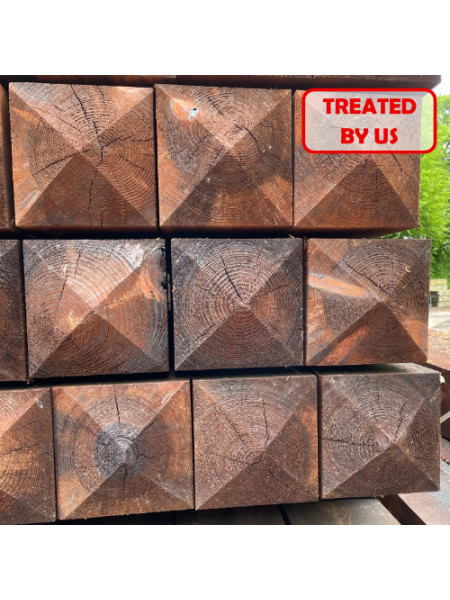 2.10m | Sawn Creosote Treated Redwood | 175 x 175mm - 4 Way Weather Top