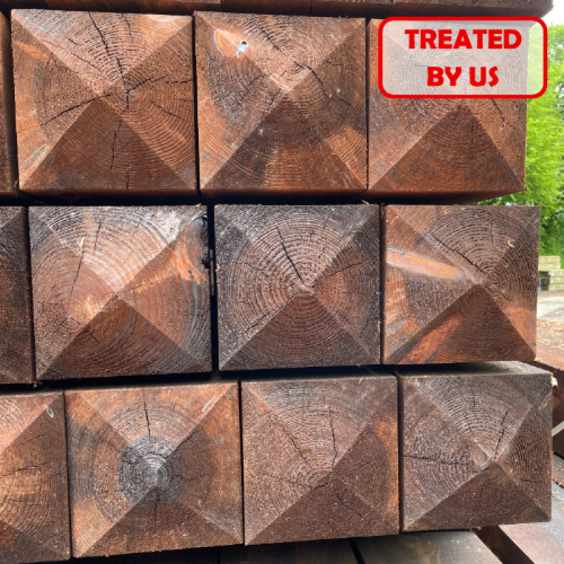 2.40m | Sawn Creosote Treated Redwood | 200 x 200mm - 4 Way Weather Top